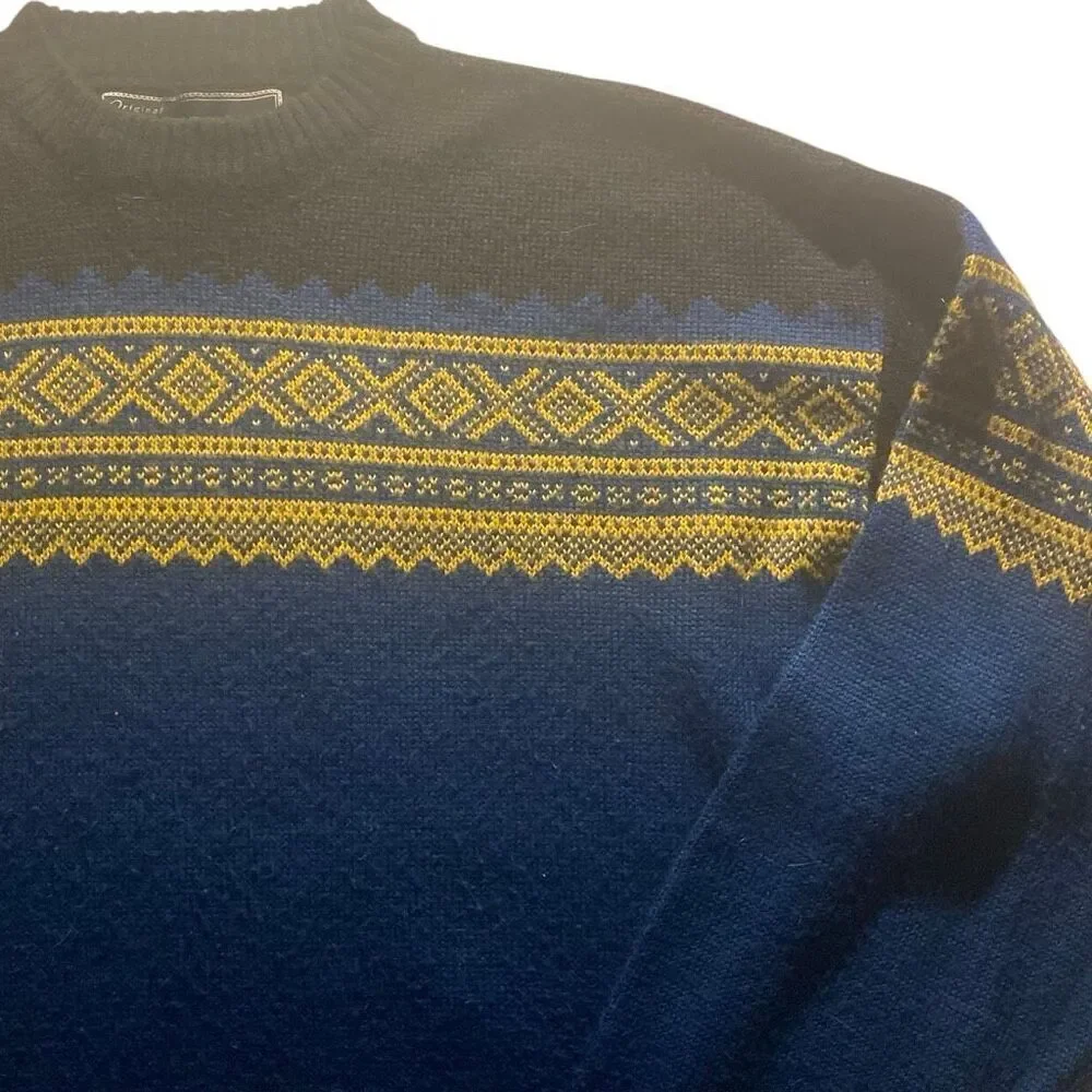 VINTAGE OBERMEYER SKI SWEATER WOOL BLEND PULLOVER FAIR ISLE KNIT SMALL